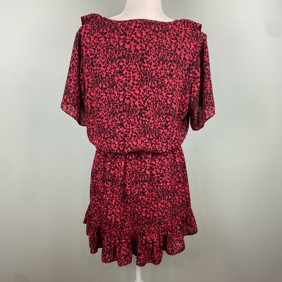 Buddy Love Red Cheetah print Trixie Ruffled Mini Dress Medium - Picture 7 of 11
